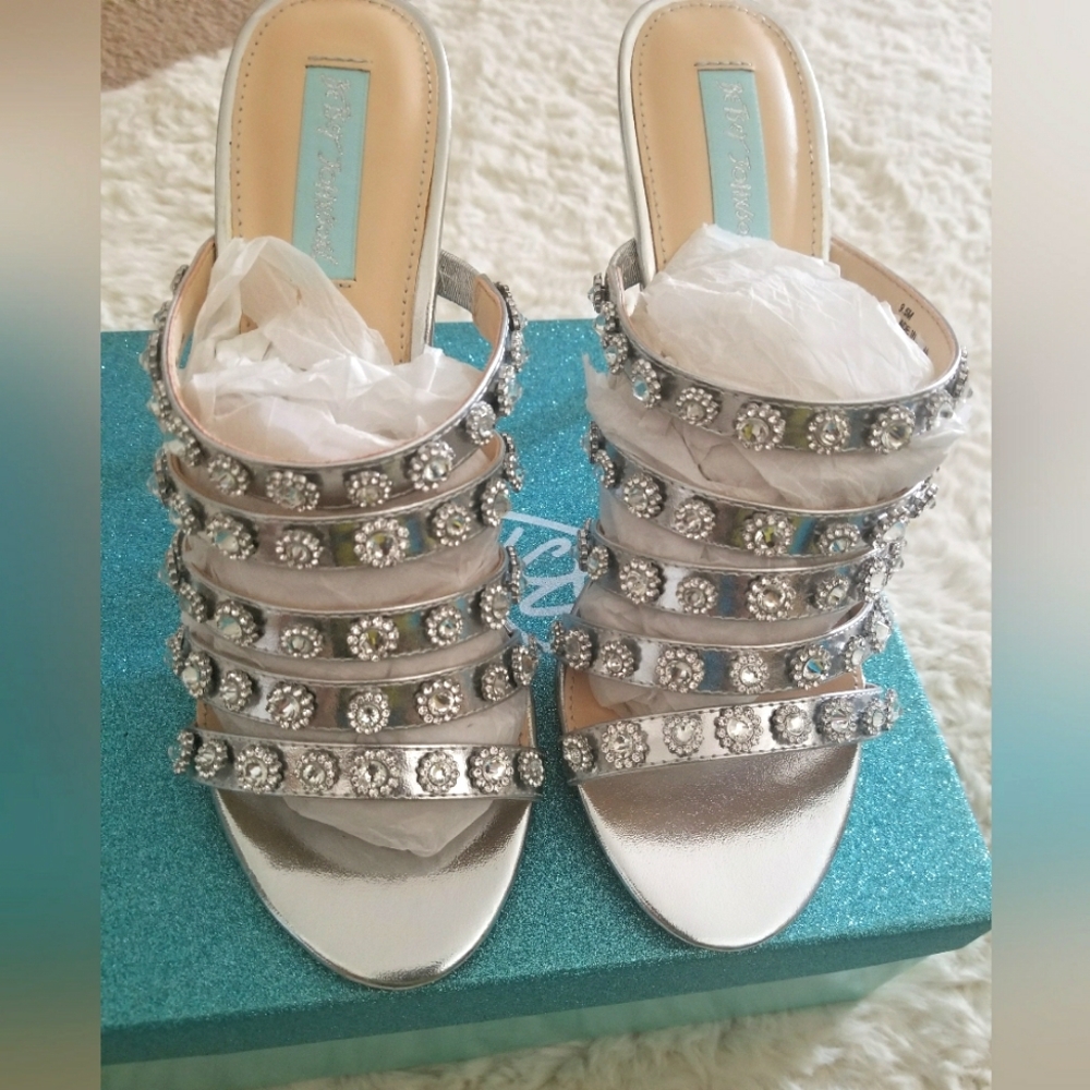 Blue by Betsey Johnson Silver heels